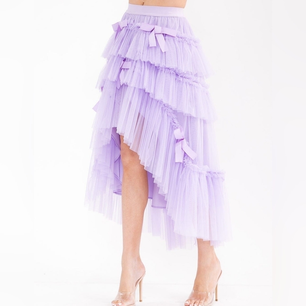 Hot & Delicious‎ Lavender Purple Tulle Skirt Tiered Ruffle High Low